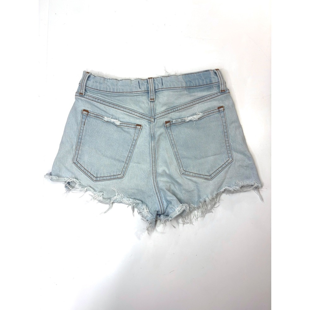 Abercrombie & Fitch The Mom Short High Rise Light Wash Distressed Denim 26 2